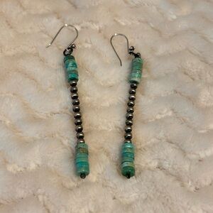 Turquoise and Desert Pearl Sterling Silver Beaded Earrings